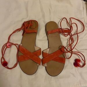 J. Crew Orange Lace-Up Sandals